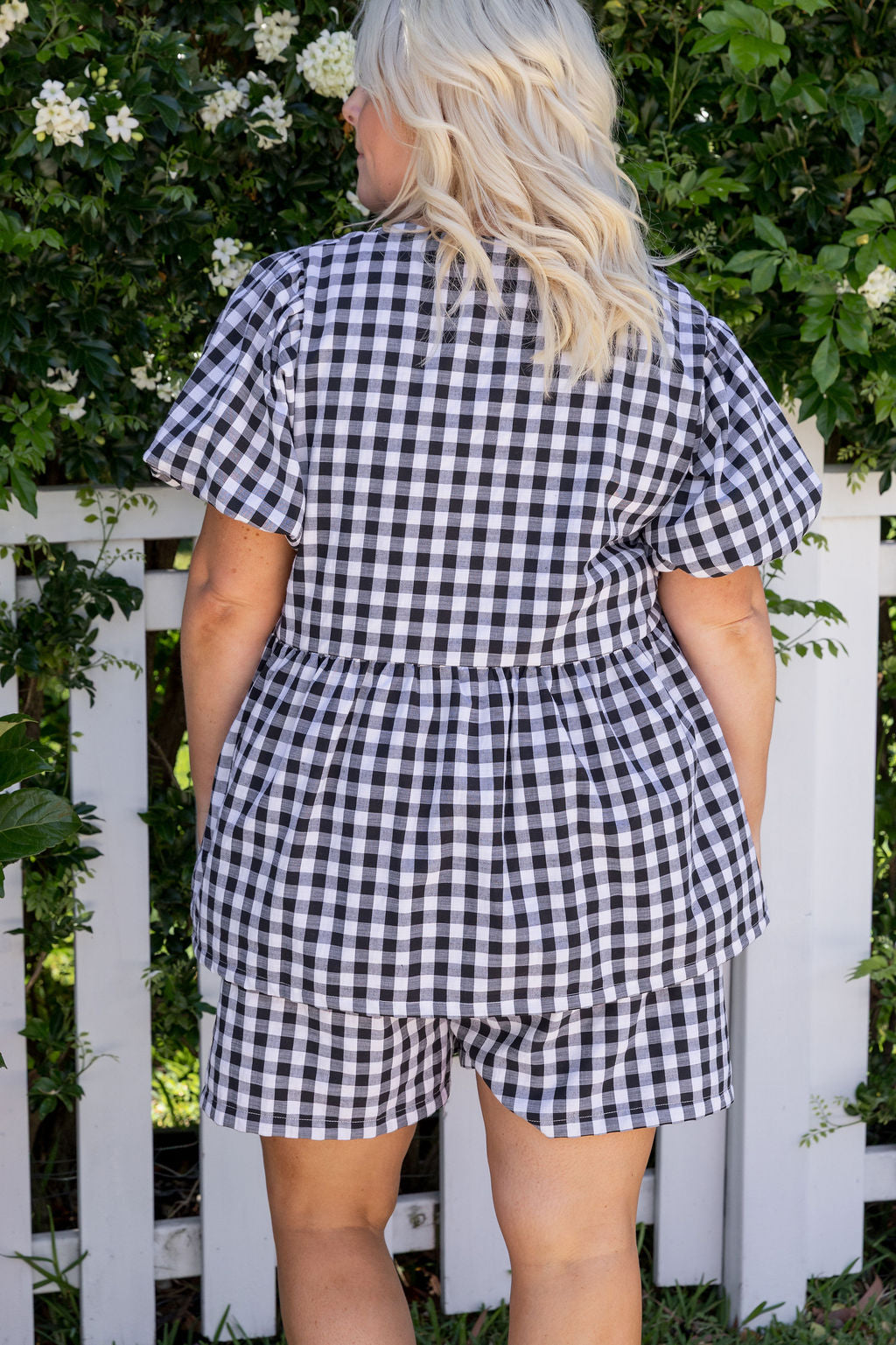 Birdie Top in Black Gingham