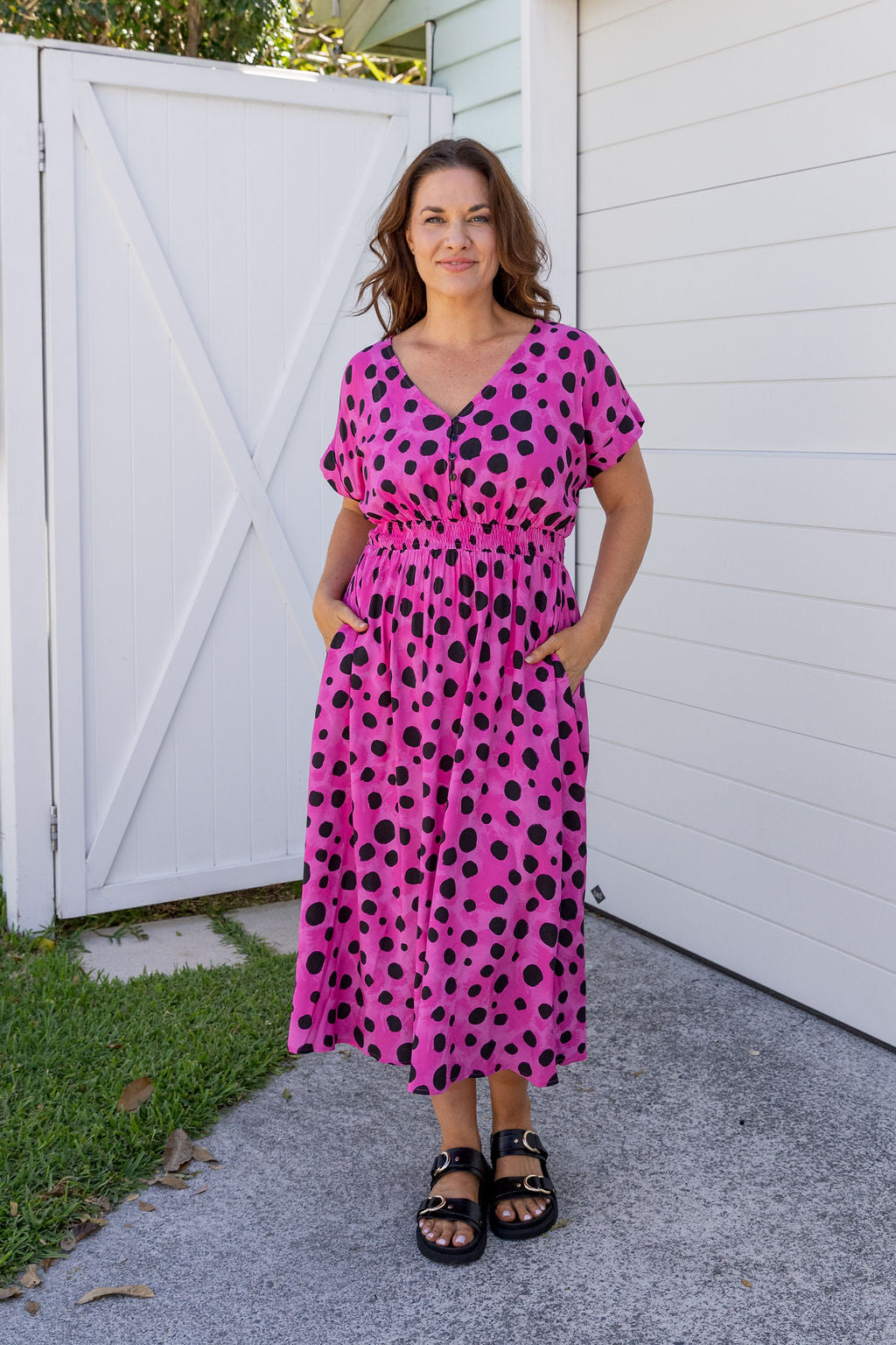 Millie Midi Dress in Pink Cheetah by Kasey Rainbow