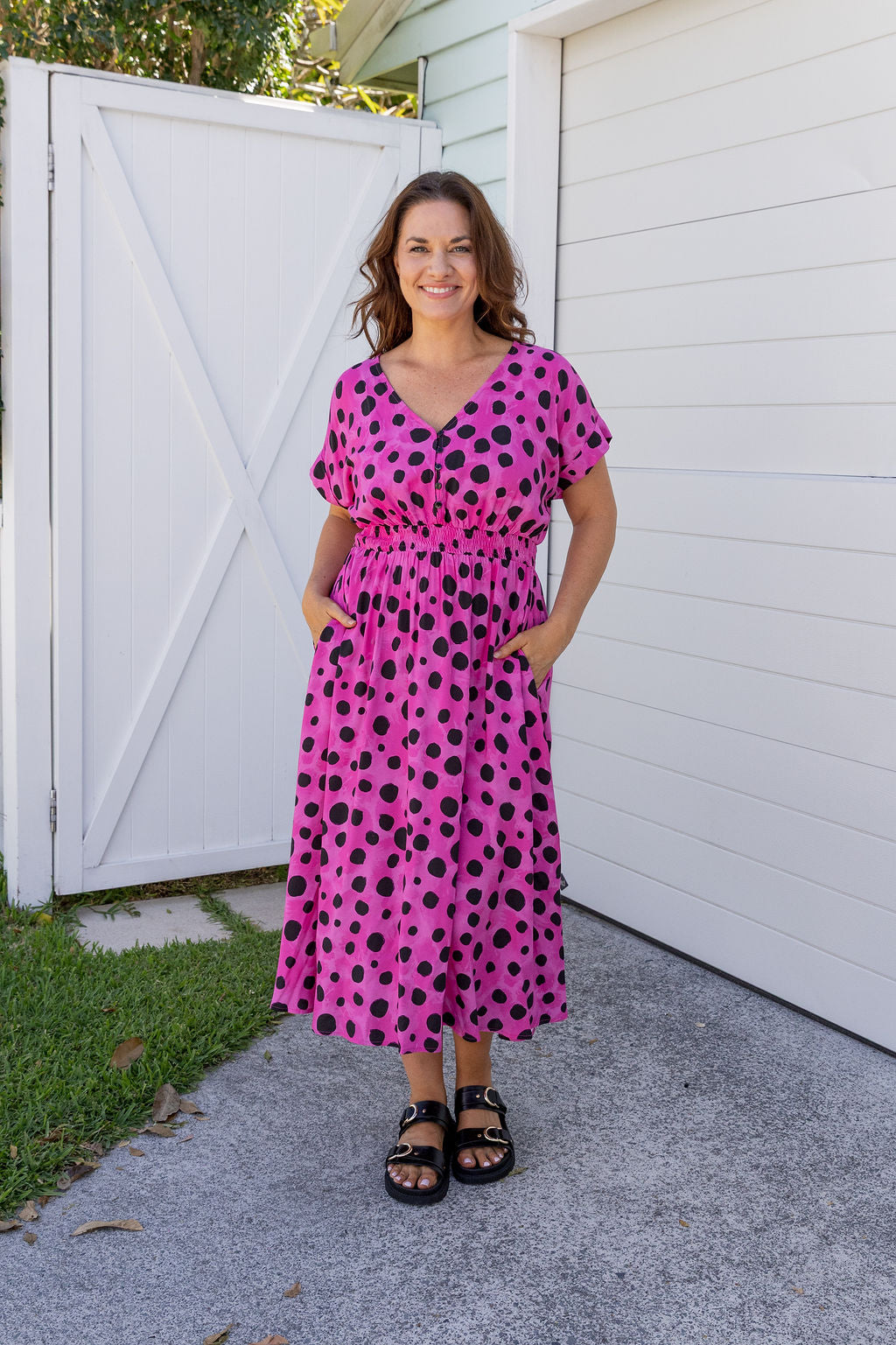Millie Midi Dress in Pink Cheetah by Kasey Rainbow
