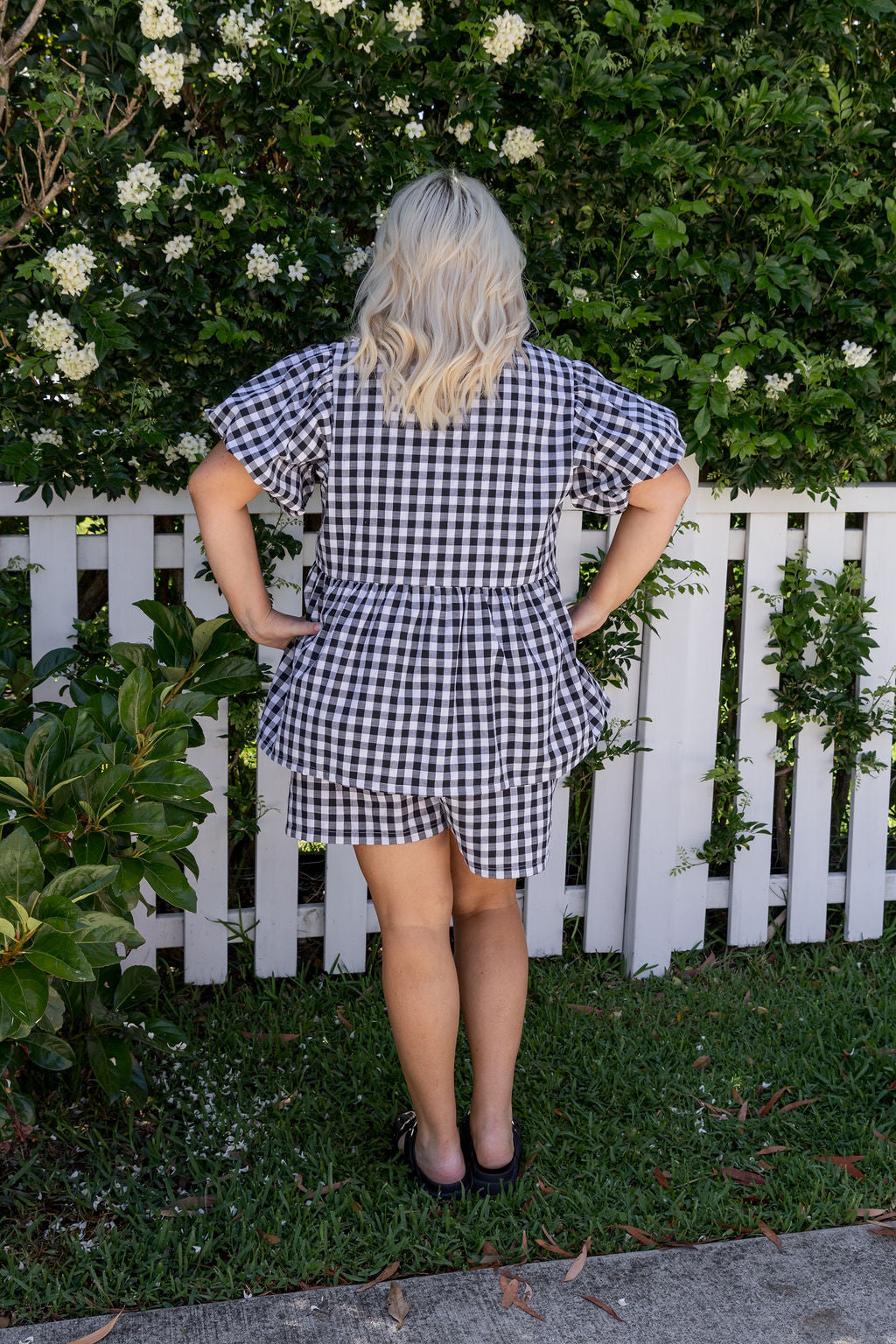 Birdie Top in Black Gingham
