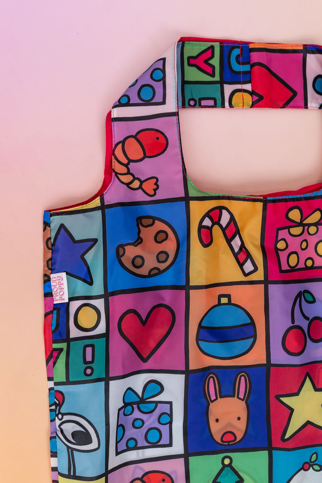 PP Reusable Shopper Bag in Christmas Checkers by Kasey Rainbow