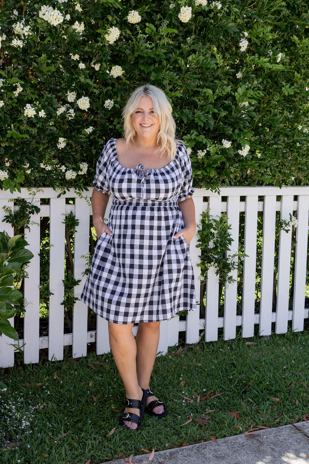 Amberly Dress in Black Gingham