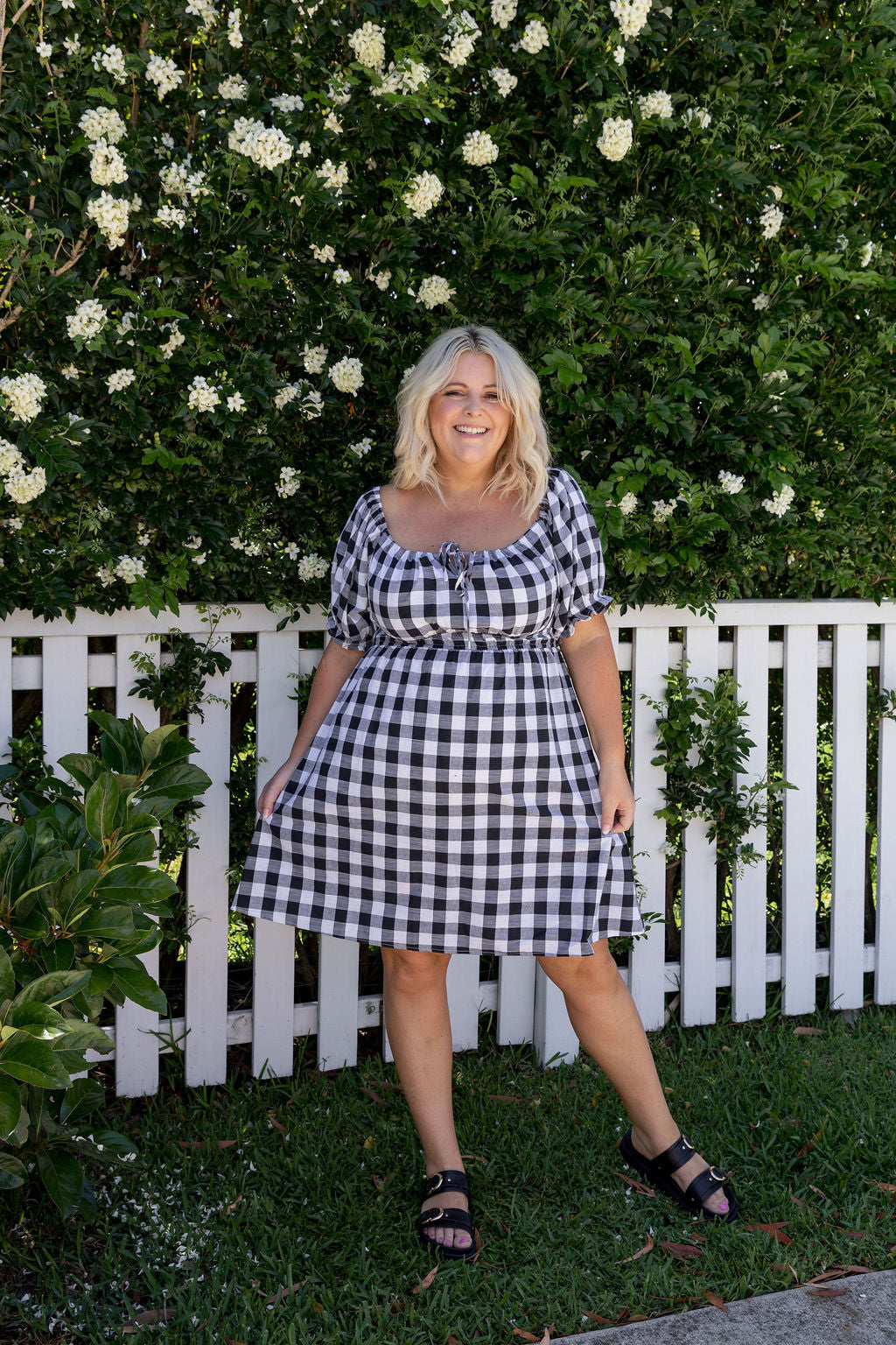 Amberly Dress in Black Gingham