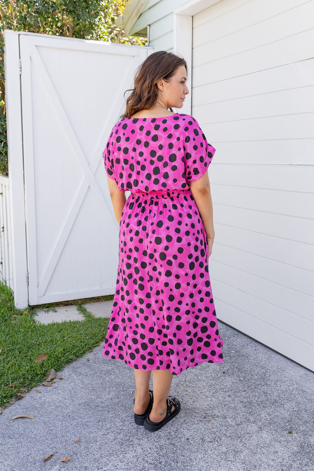 Millie Midi Dress in Pink Cheetah by Kasey Rainbow