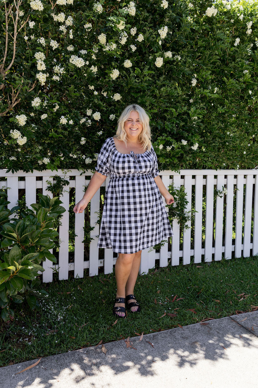 Amberly Dress in Black Gingham
