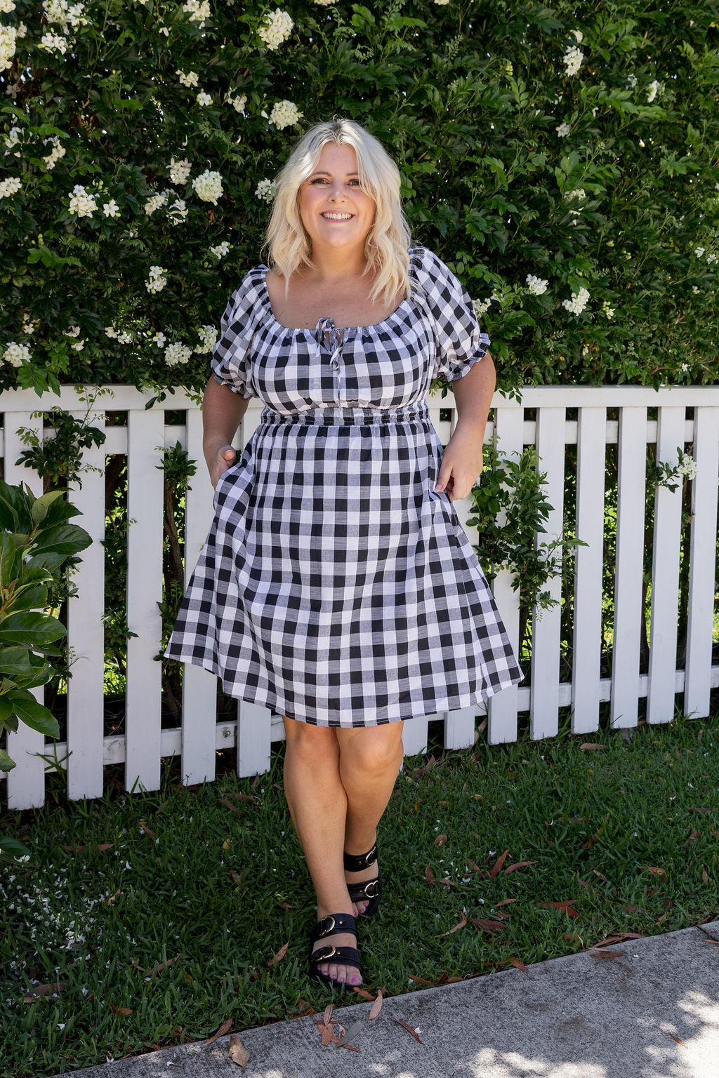 Amberly Dress in Black Gingham
