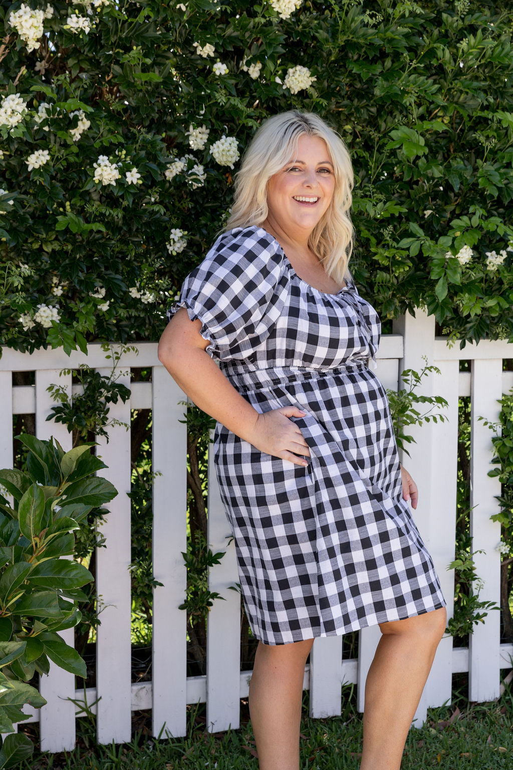 Amberly Dress in Black Gingham