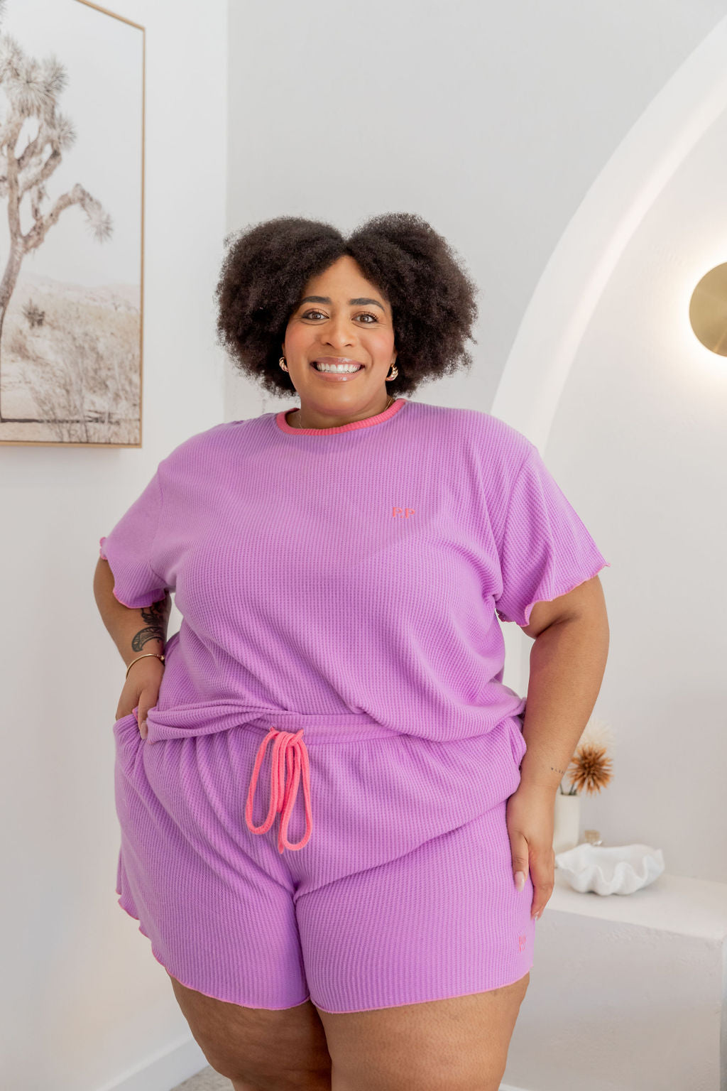Georgina Waffle Sleepwear Set in Purple