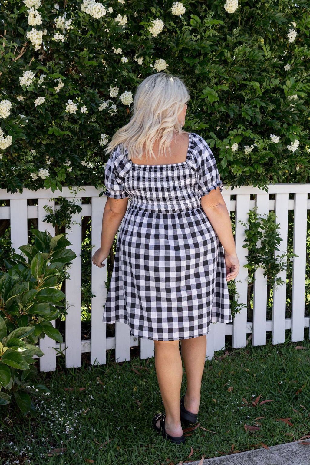 Amberly Dress in Black Gingham