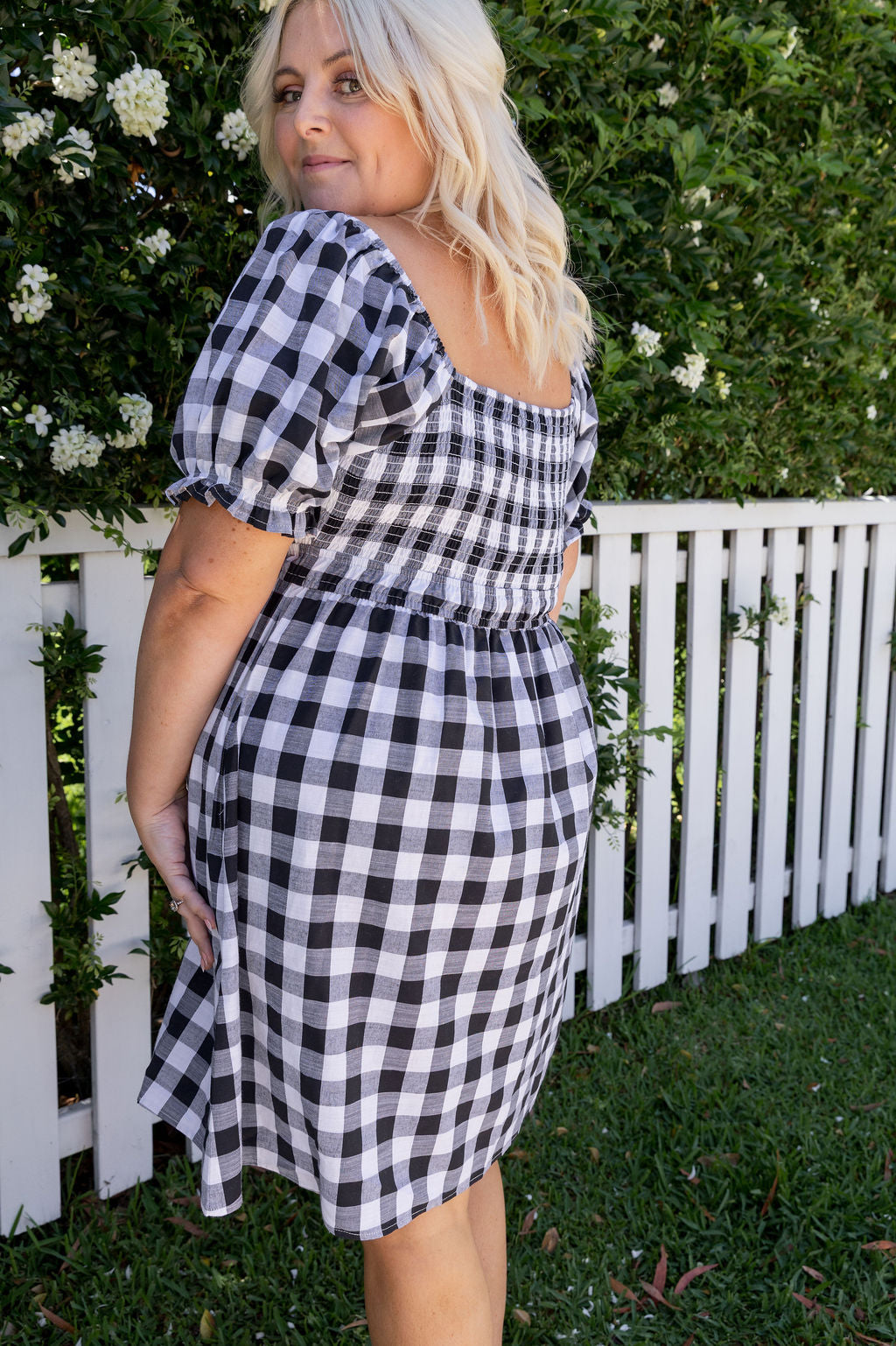 Amberly Dress in Black Gingham