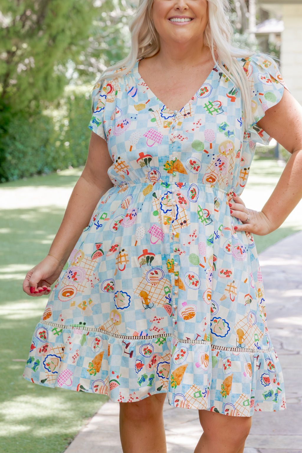 Brontie Linen Blend Dress in Picnic