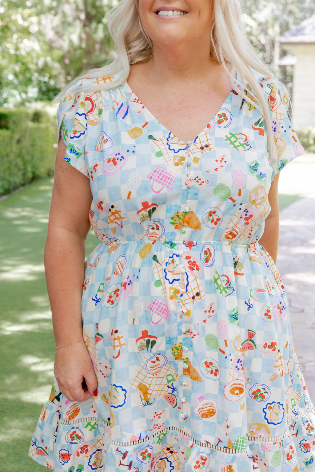 Brontie Linen Blend Dress in Picnic