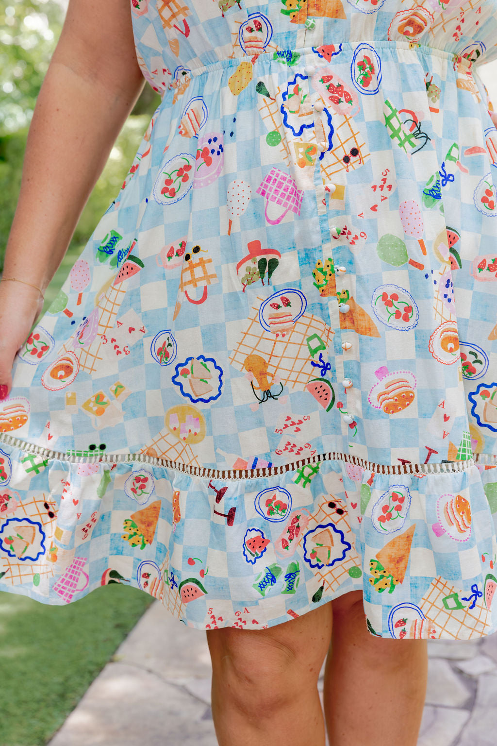 Brontie Linen Blend Dress in Picnic