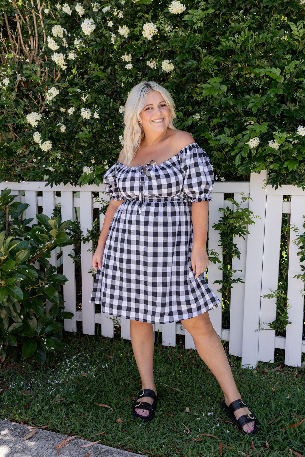 Amberly Dress in Black Gingham