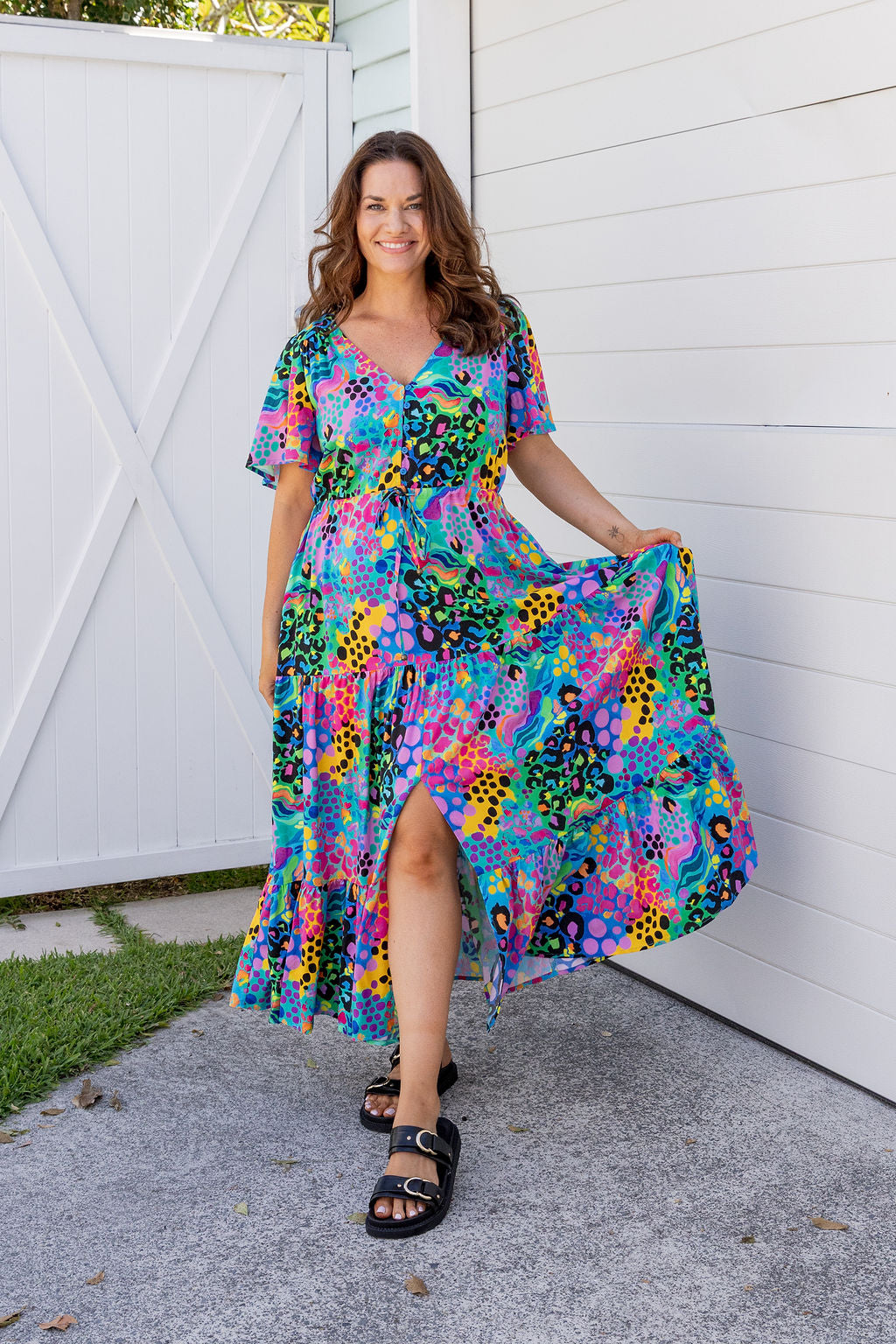 Bonnie Dress in Electric Leopard by Kasey Rainbow