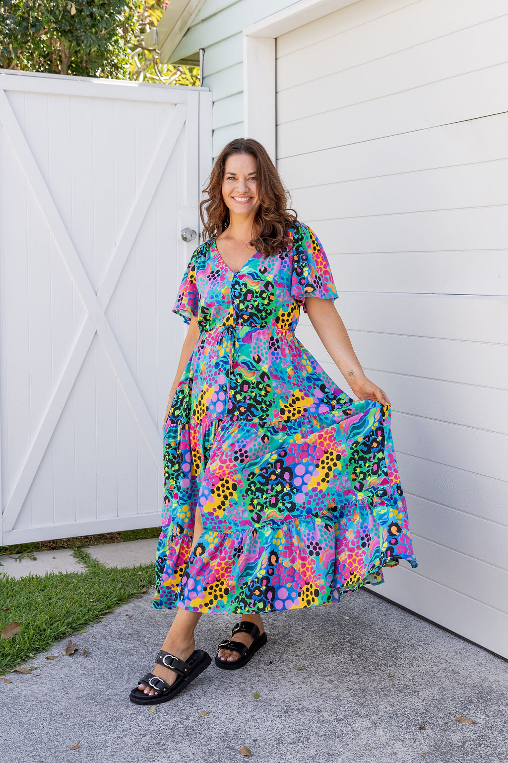 Bonnie Dress in Electric Leopard by Kasey Rainbow