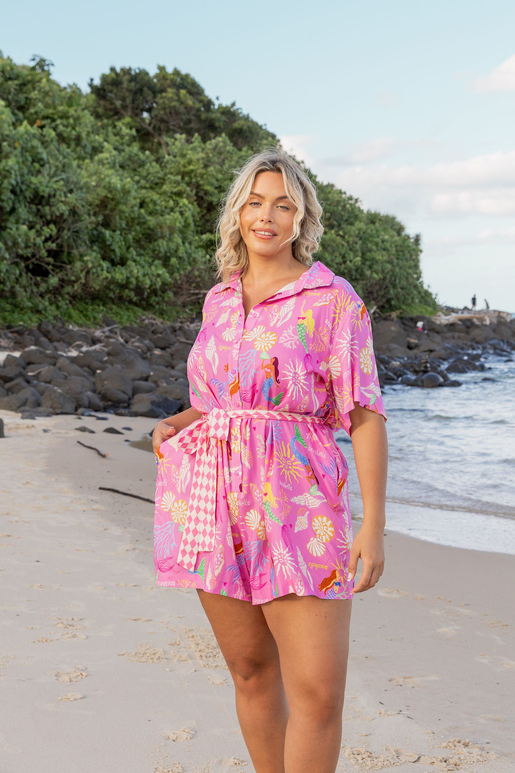 Giulia Playsuit in Serena/Sorrento Pink