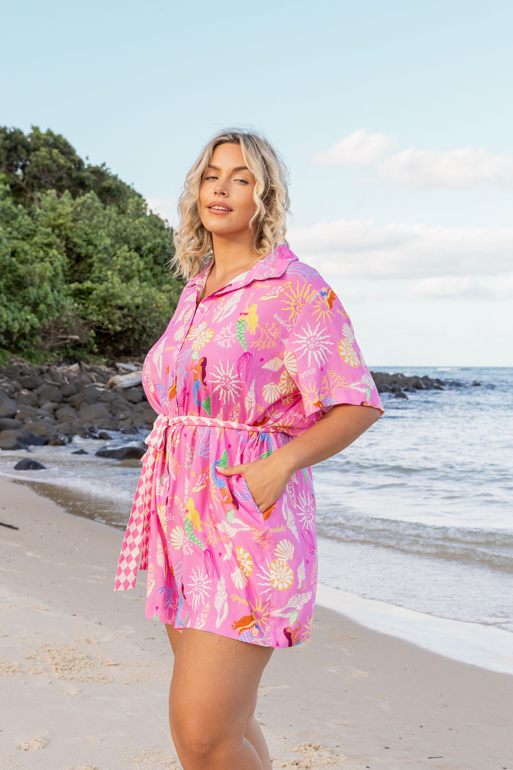 Giulia Playsuit in Serena/Sorrento Pink