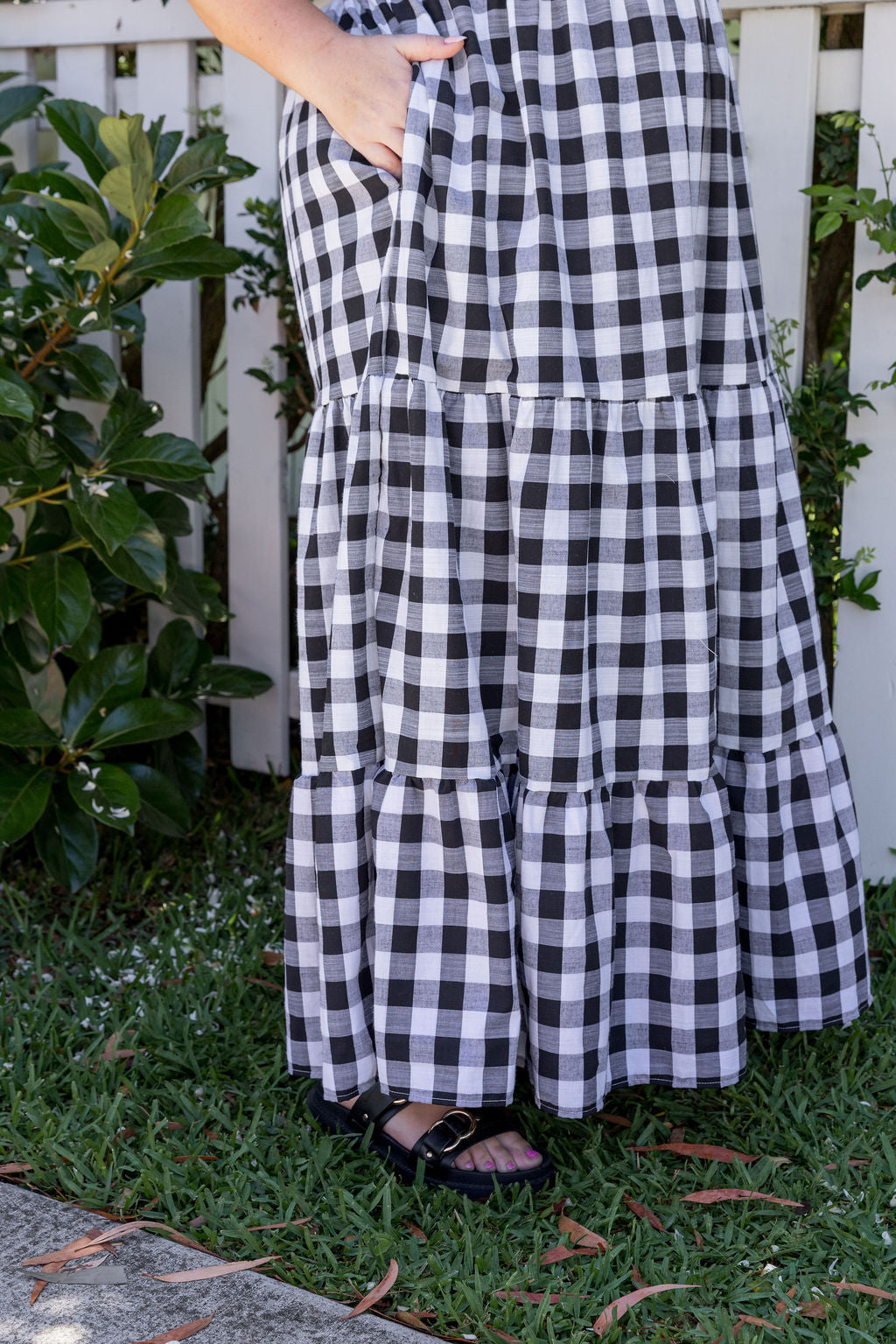 Lucie Maxi Dress in Black Gingham