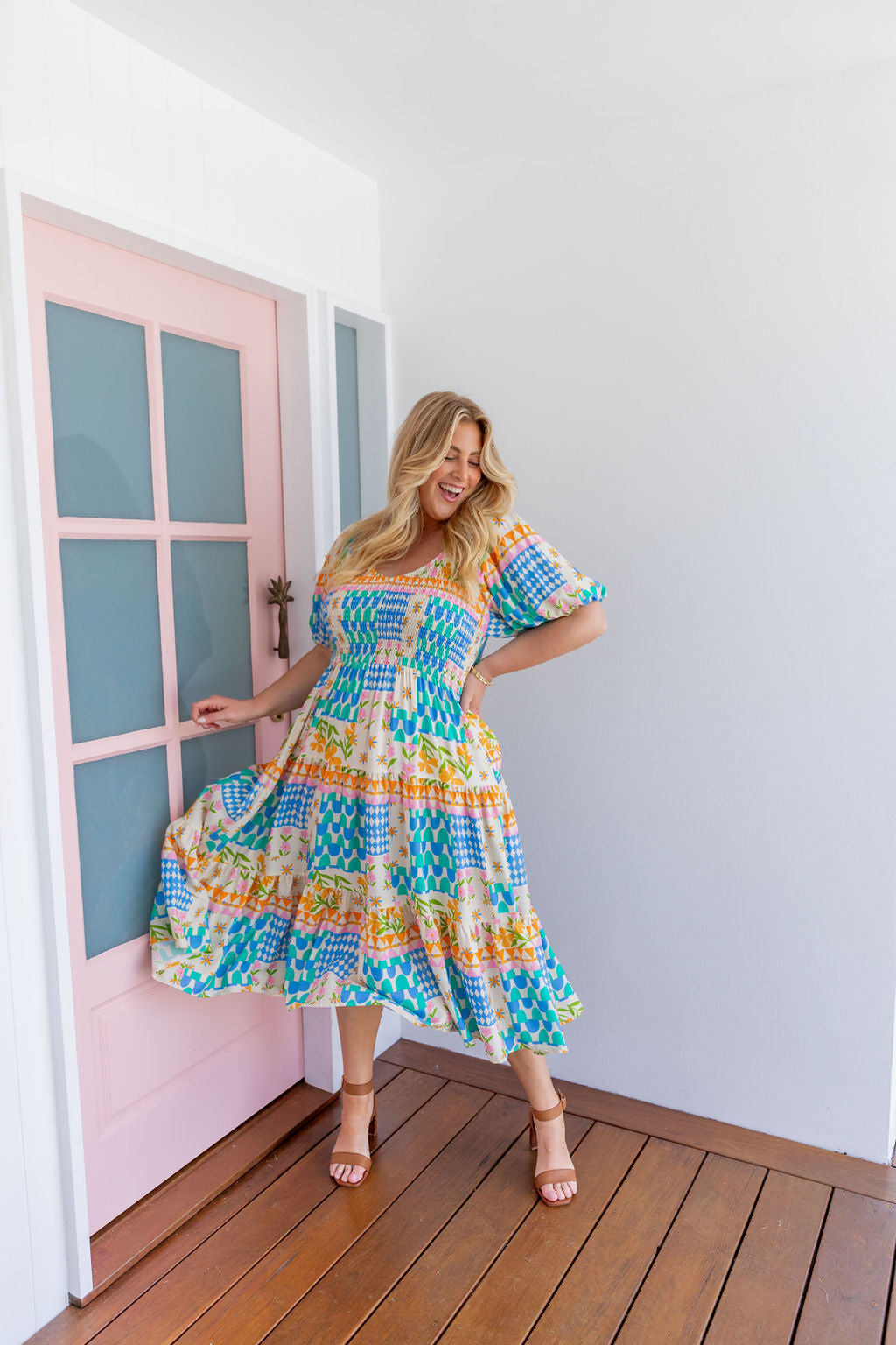 Peri Midi Dress in Patch Garden