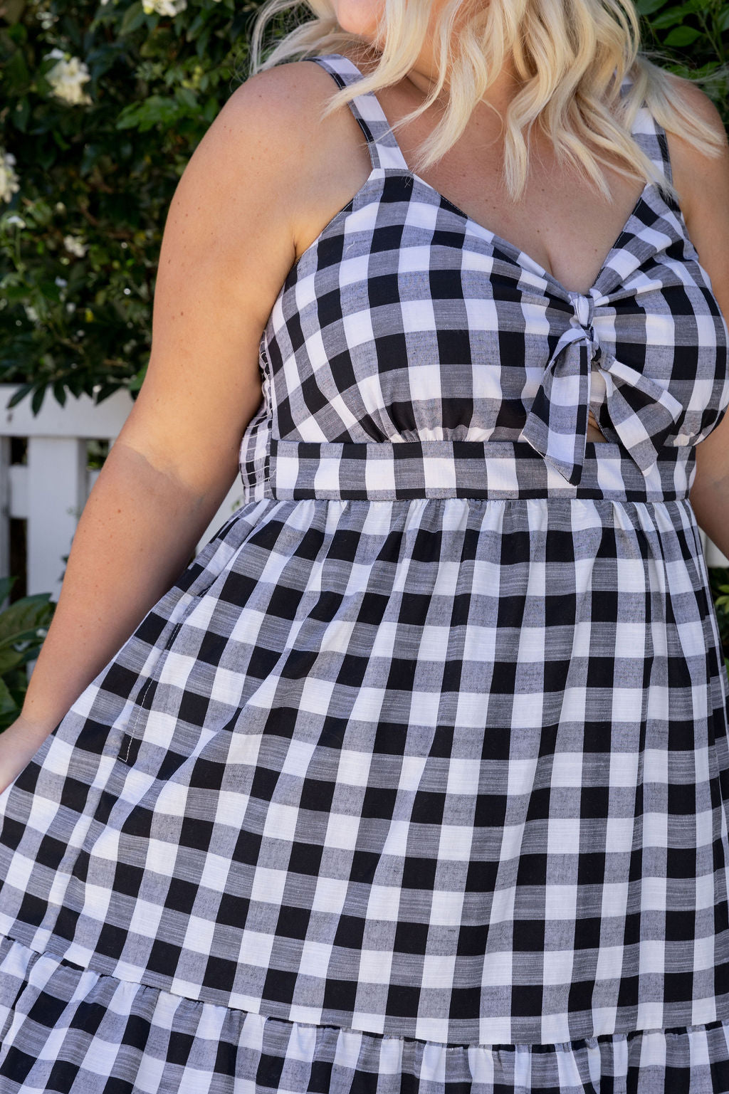 Lucie Maxi Dress in Black Gingham