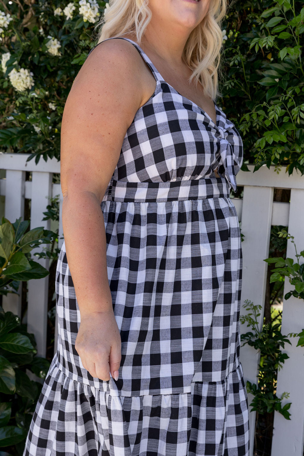 Lucie Maxi Dress in Black Gingham