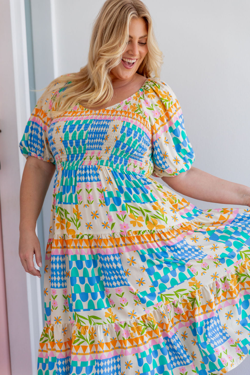 Peri Midi Dress in Patch Garden