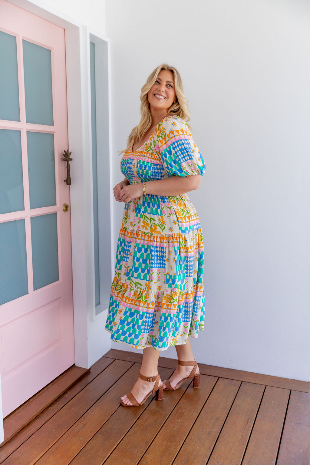 Peri Midi Dress in Patch Garden