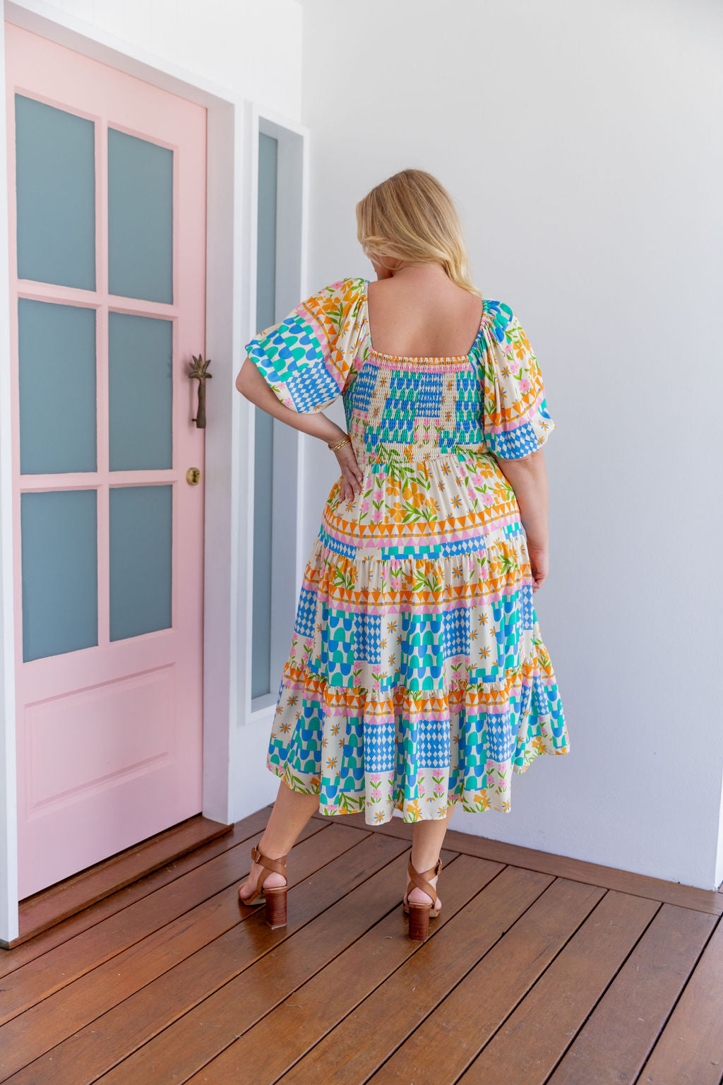 Peri Midi Dress in Patch Garden