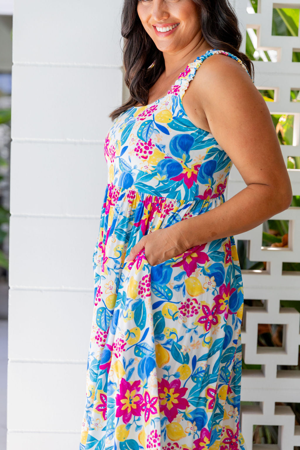 Adele Maxi Dress in Lemon Garden