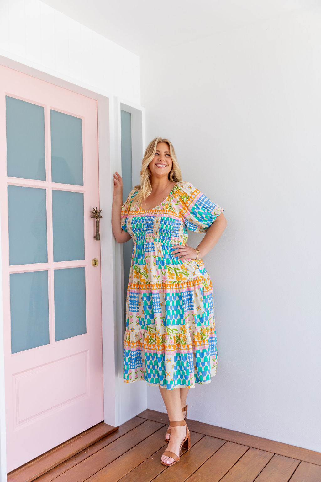 Peri Midi Dress in Patch Garden