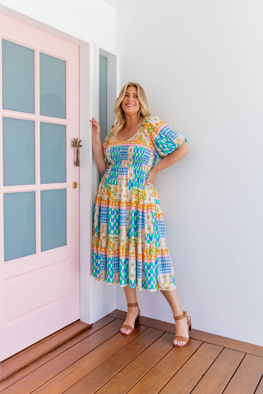 Peri Midi Dress in Patch Garden