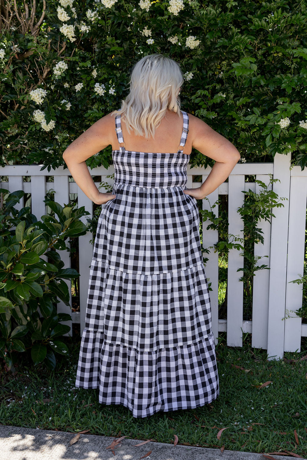 Lucie Maxi Dress in Black Gingham
