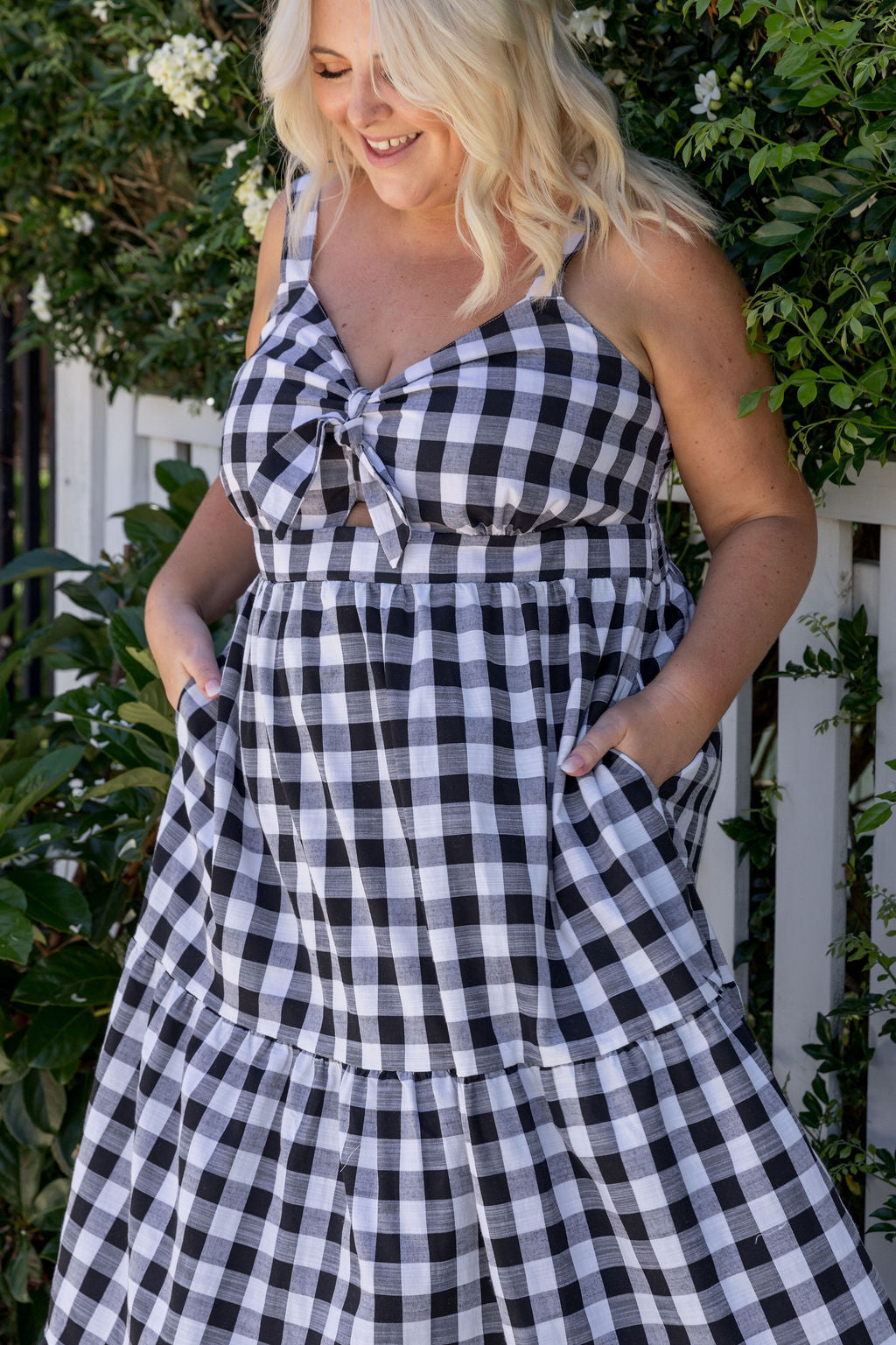 Lucie Maxi Dress in Black Gingham