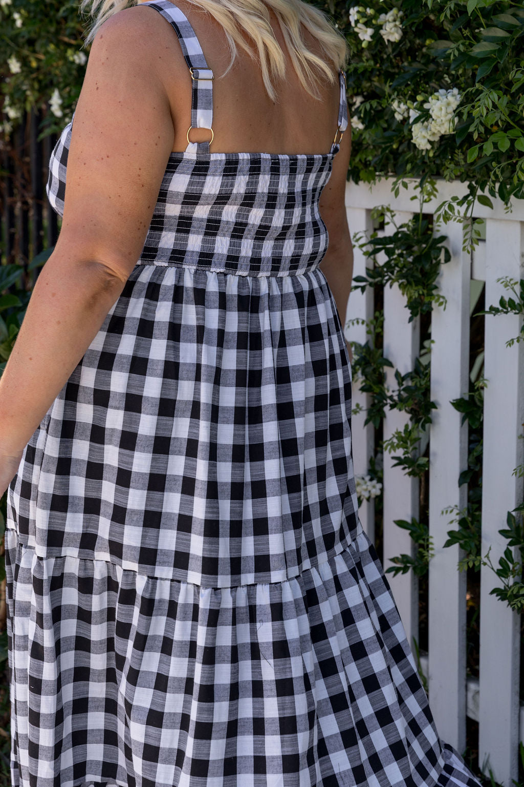 Lucie Maxi Dress in Black Gingham