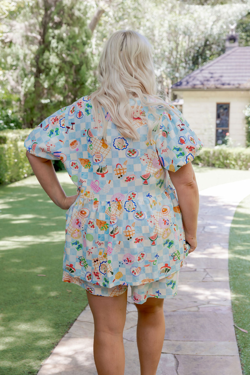 Birdie Linen Blend Top in Picnic