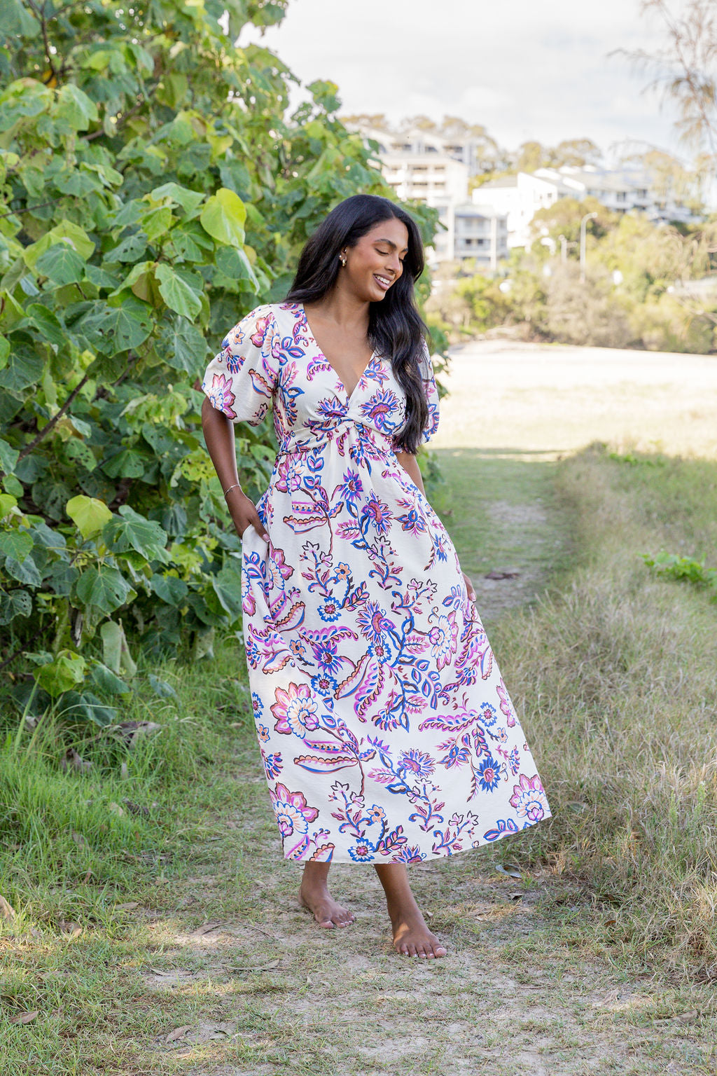 Lucinda Maxi Dress in Floral Paint