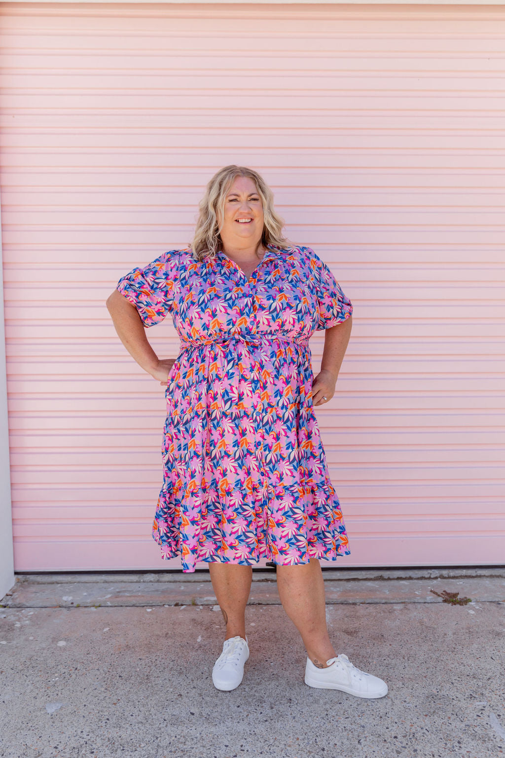 Mali Midi Dress in Pink Garden