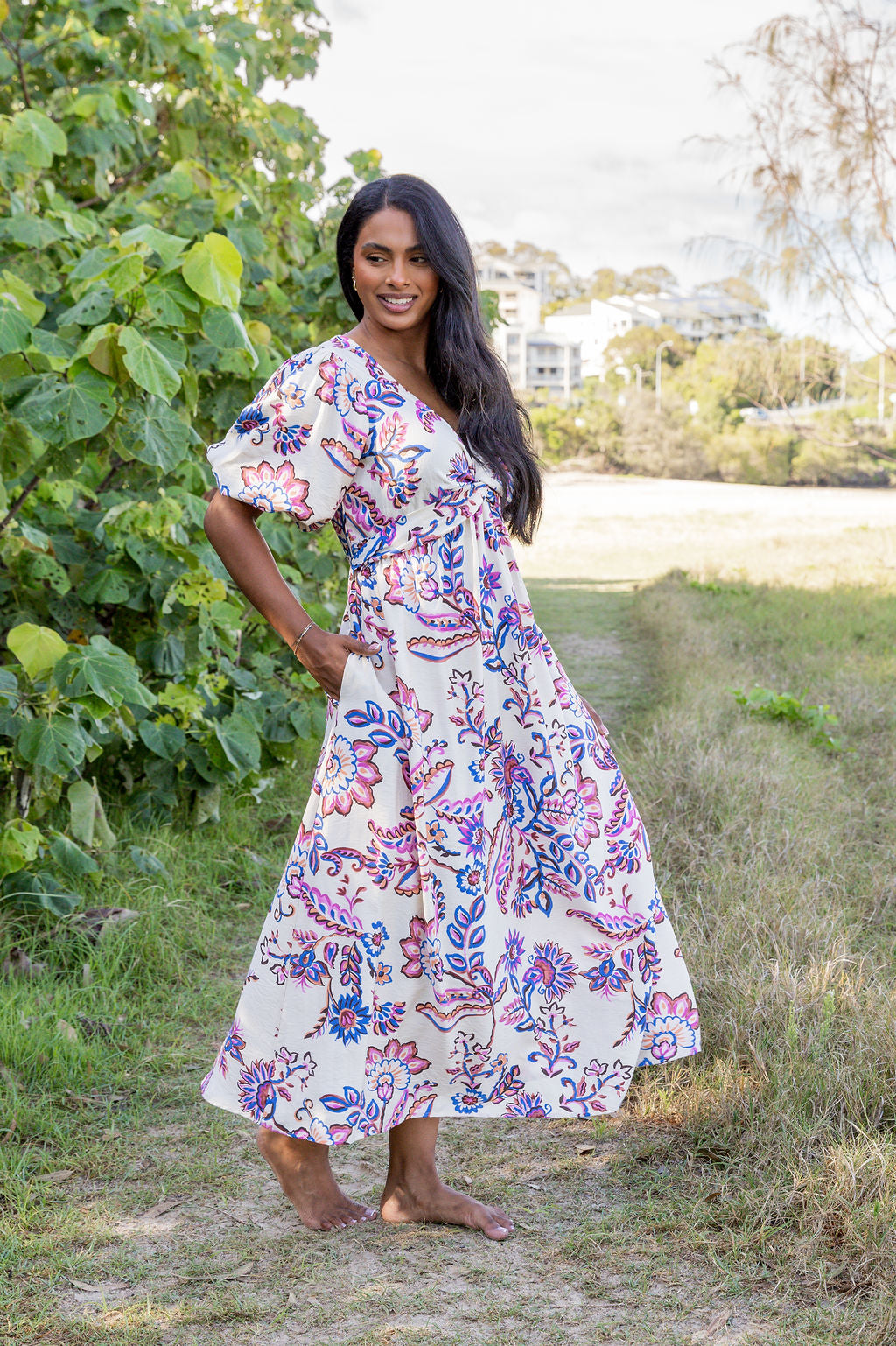 Lucinda Maxi Dress in Floral Paint