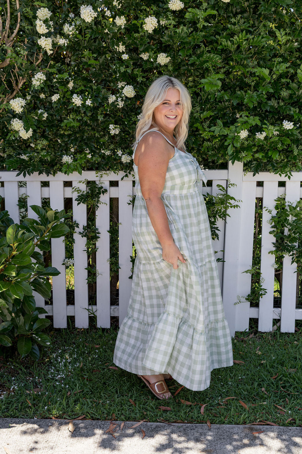 gingham maxi dress australia Lucie Maxi Dress in Sage Gingham