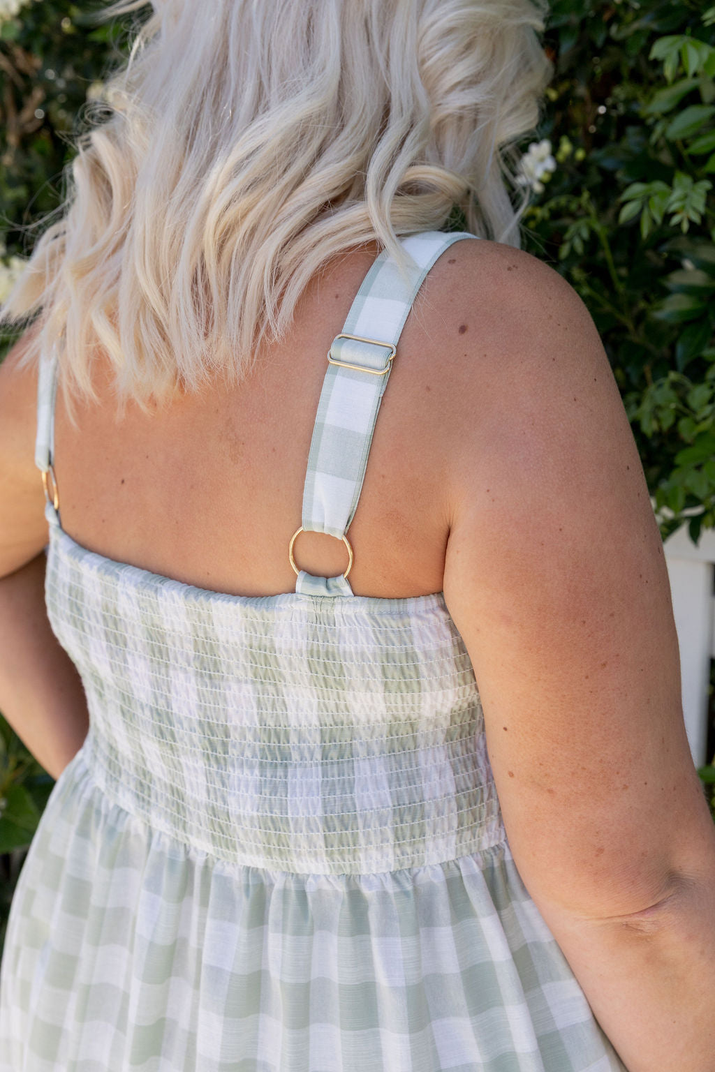 Lucie Maxi Dress in Sage Gingham