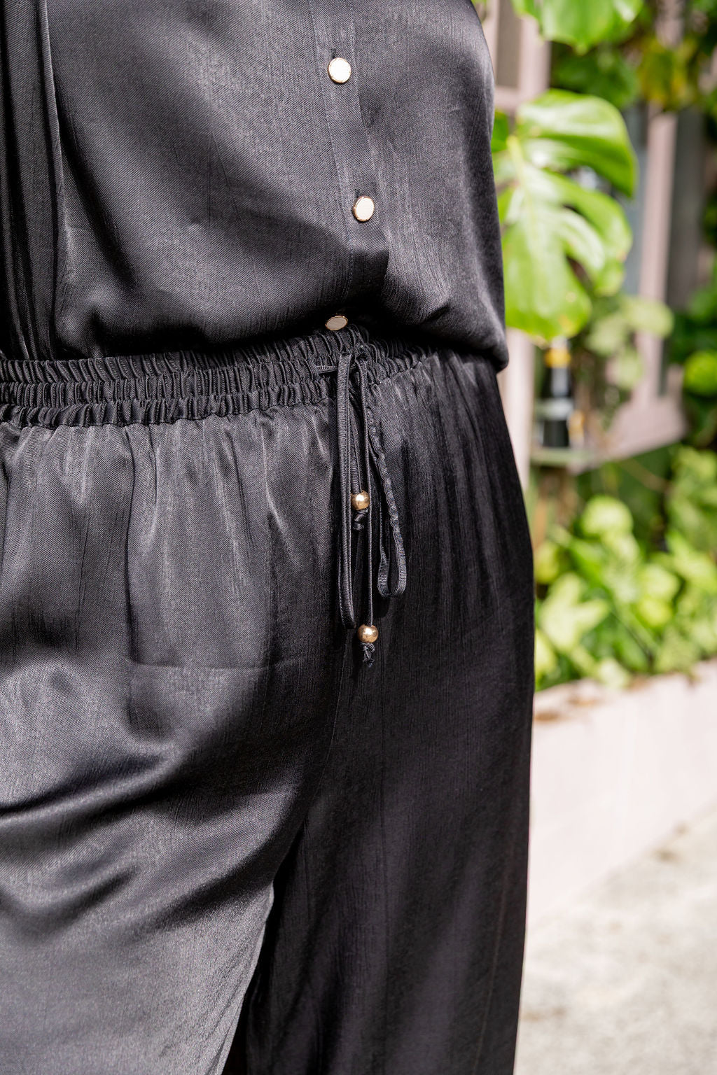 Gina Satin Pant in Black