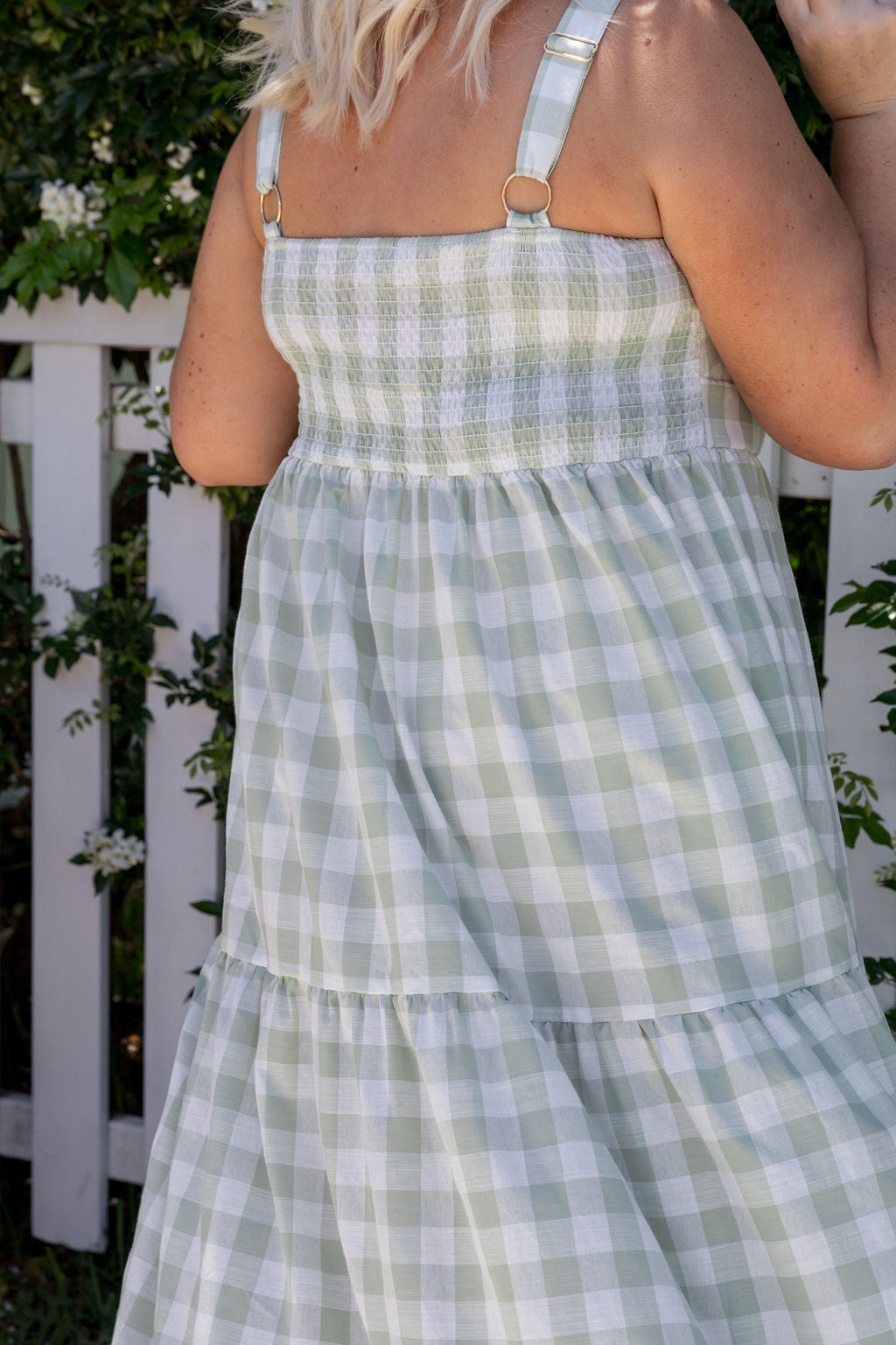 Lucie Maxi Dress in Sage Gingham