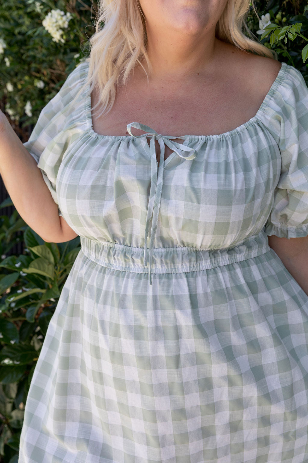 Amberly Dress in Sage Gingham