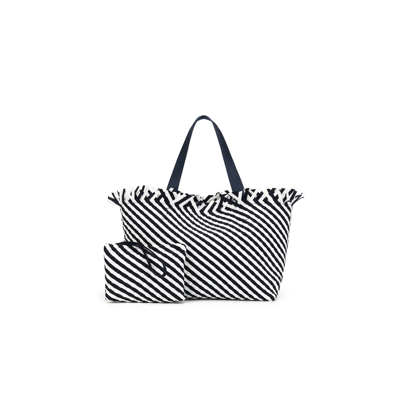 Bahama Navy Large 2 Piece Woven Tote Bag by Black Caviar