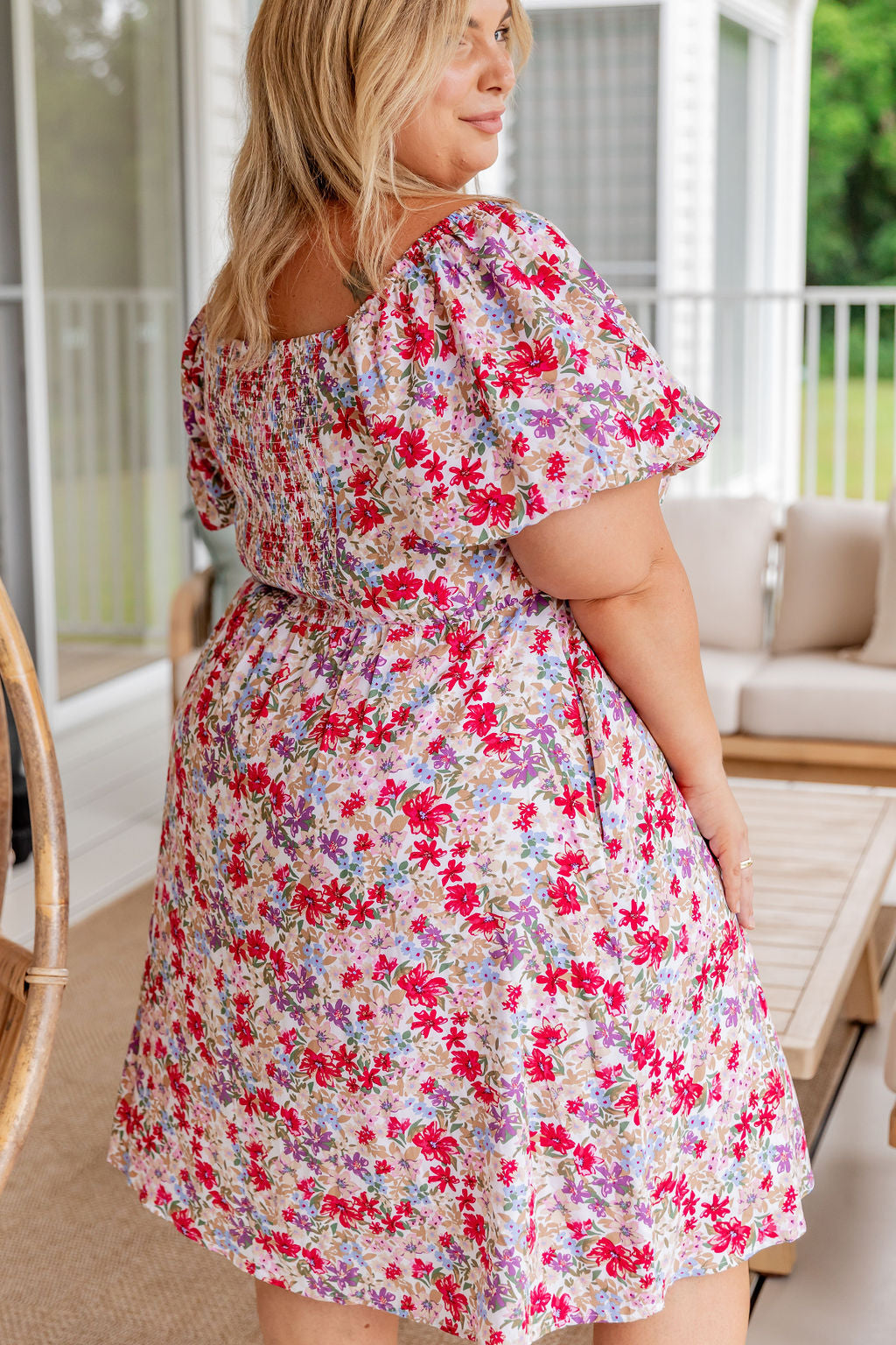 Charlotte Puff Sleeve Dress in Light Floral