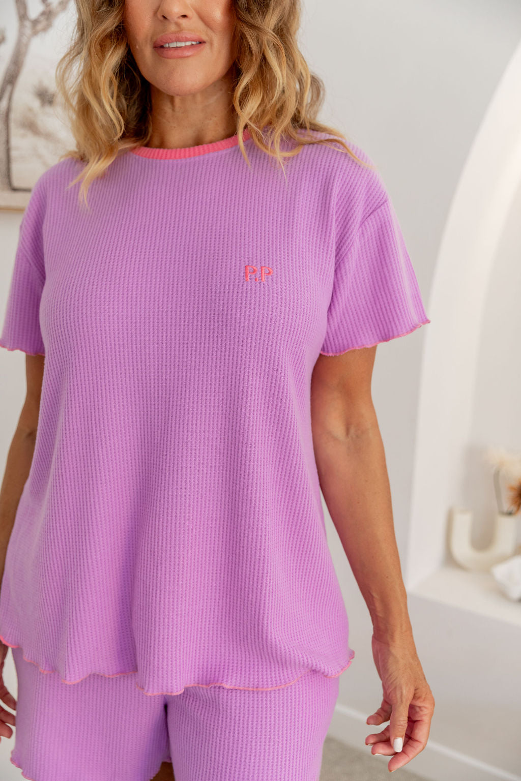 Georgina Waffle Sleepwear Set in Purple