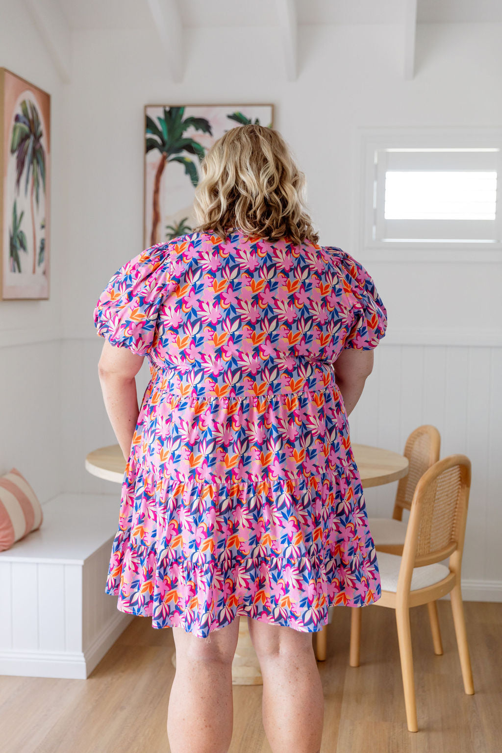 Greta Party Dress in Pink Garden