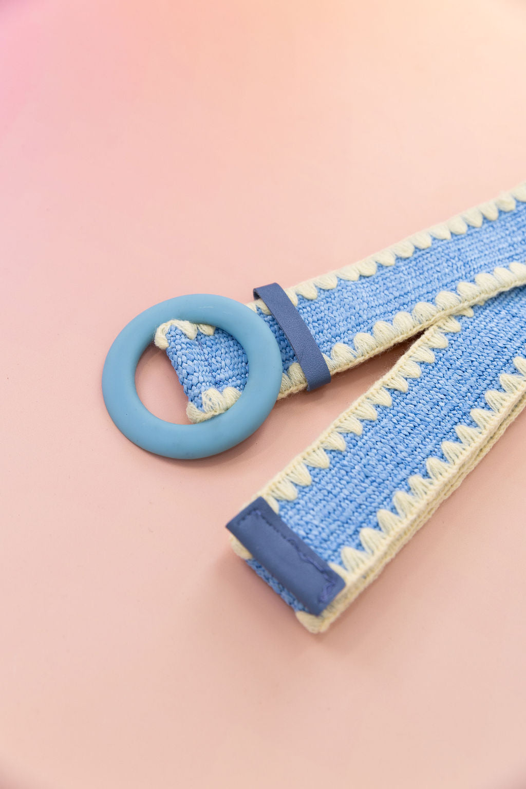 Extra Length Stretch Belt with Blue Buckle