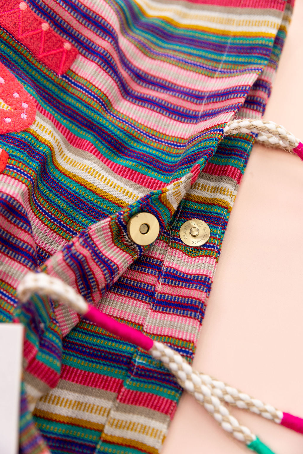 Love Striped Woven Tote Bag